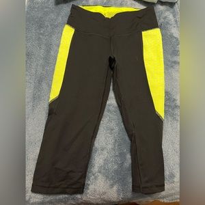 Victoria Secret sport crop pant with bright yellow accents